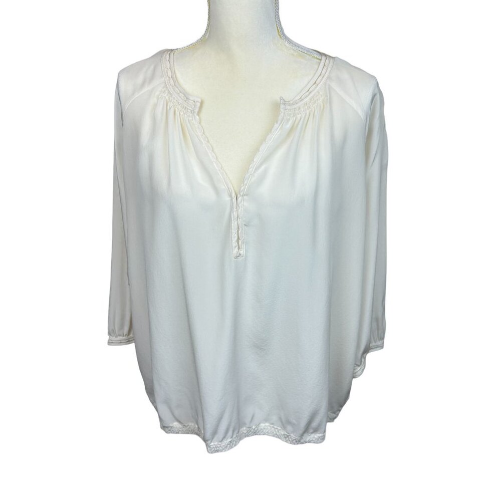 Vince blouse, size Large, silk, crochet lace, boho, luxury, long sleeve, NWT